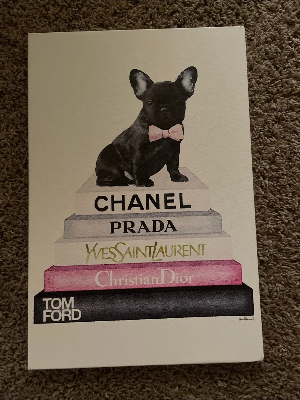 Chic Black French Bulldog Canvas Wall Art 12x18- Fashion Book Stack